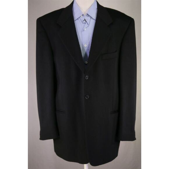 Todays Mans Made in Italy 100% Cashmere Solid Black Flannel 3-Btn Blazer 46L - Picture 2 of 10